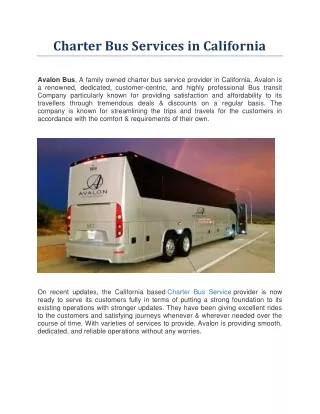Charter Bus Services in California