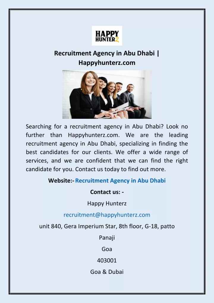 recruitment agency in abu dhabi happyhunterz com