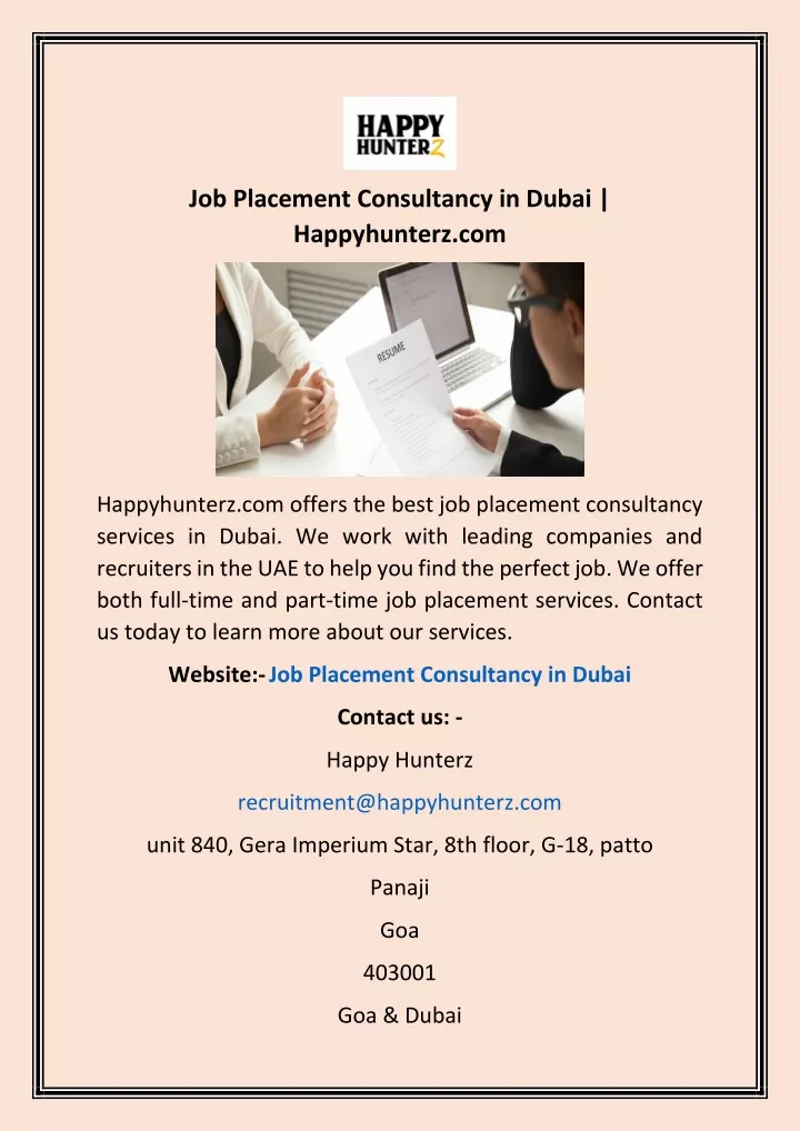 job placement consultancy in dubai happyhunterz