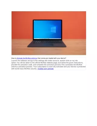 how to activate the mcafee antivirus that comes
