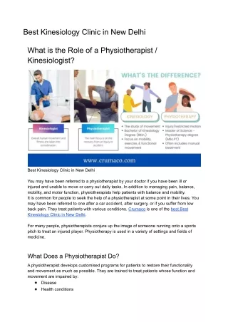 What is the Role of a Physiotherapist / Kinesiologist?