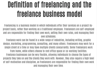 Definition Of Freelancing And The Freelance Business Model