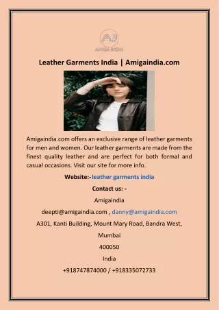 Leather Garments India | Amigaindia.com