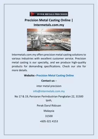 Precision Metal Casting Online | Intermetals.com.my