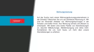 Wohnungsräumung | schweizer-raeumung.ch