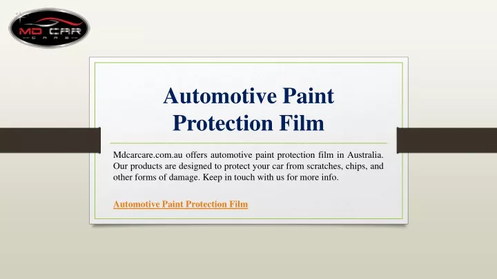 automotive paint protection film
