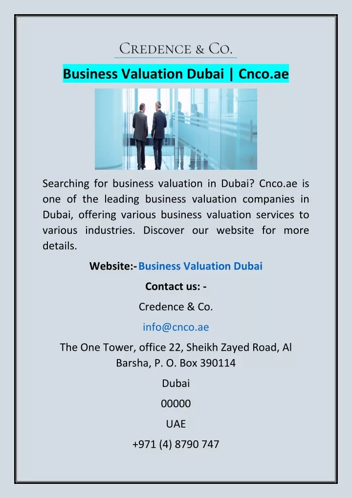 business valuation dubai cnco ae