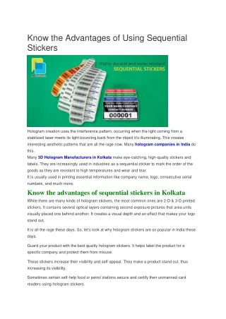 know the advantages of using sequential stickers