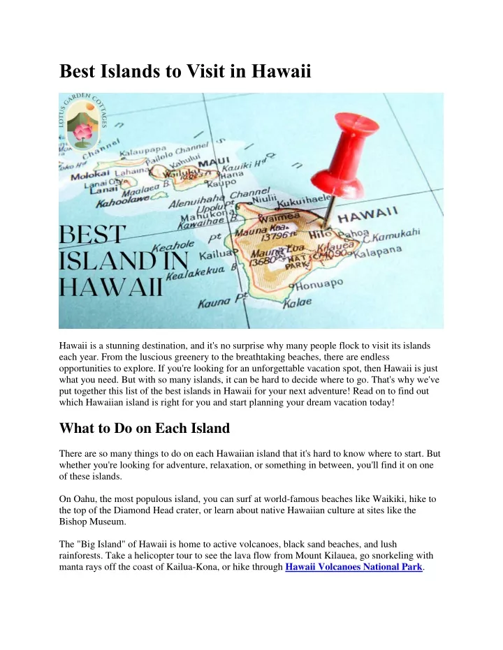 best islands to visit in hawaii