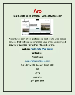 real estate web design arosoftware com