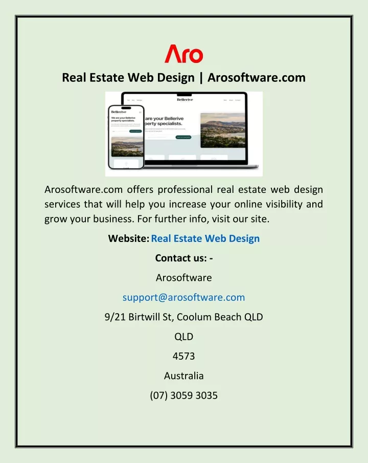 real estate web design arosoftware com