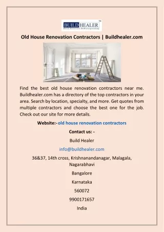 Old House Renovation Contractors | Buildhealer.com
