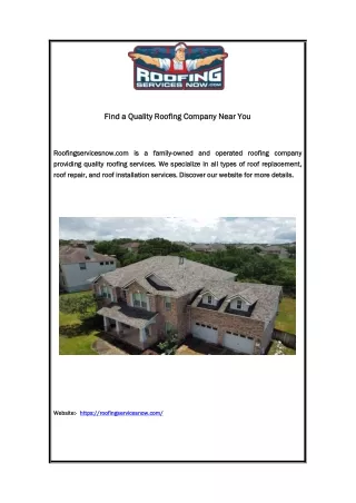 Find a Quality Roofing Company Near You