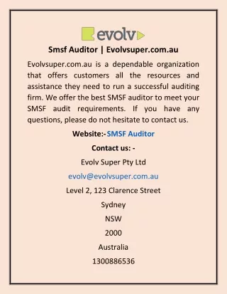 Smsf Auditor | Evolvsuper.com.au