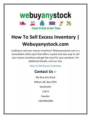 how to sell excess inventory webuyanystock com