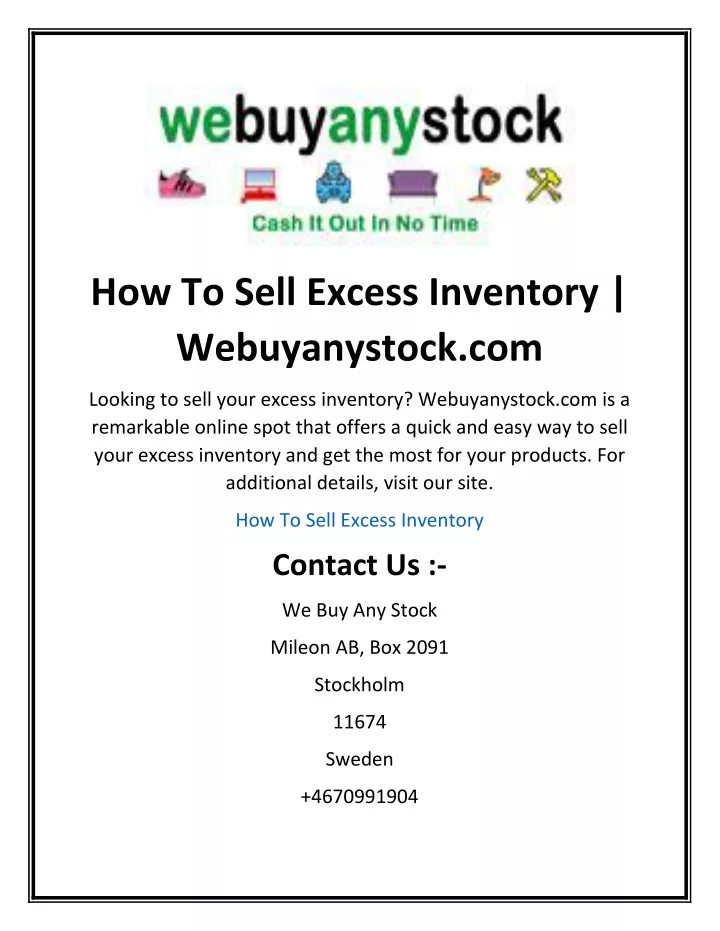 how to sell excess inventory webuyanystock com