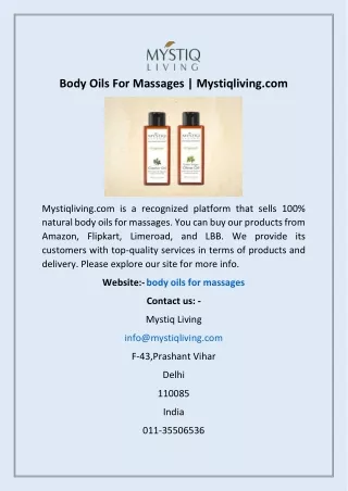 body oils for massages mystiqliving com