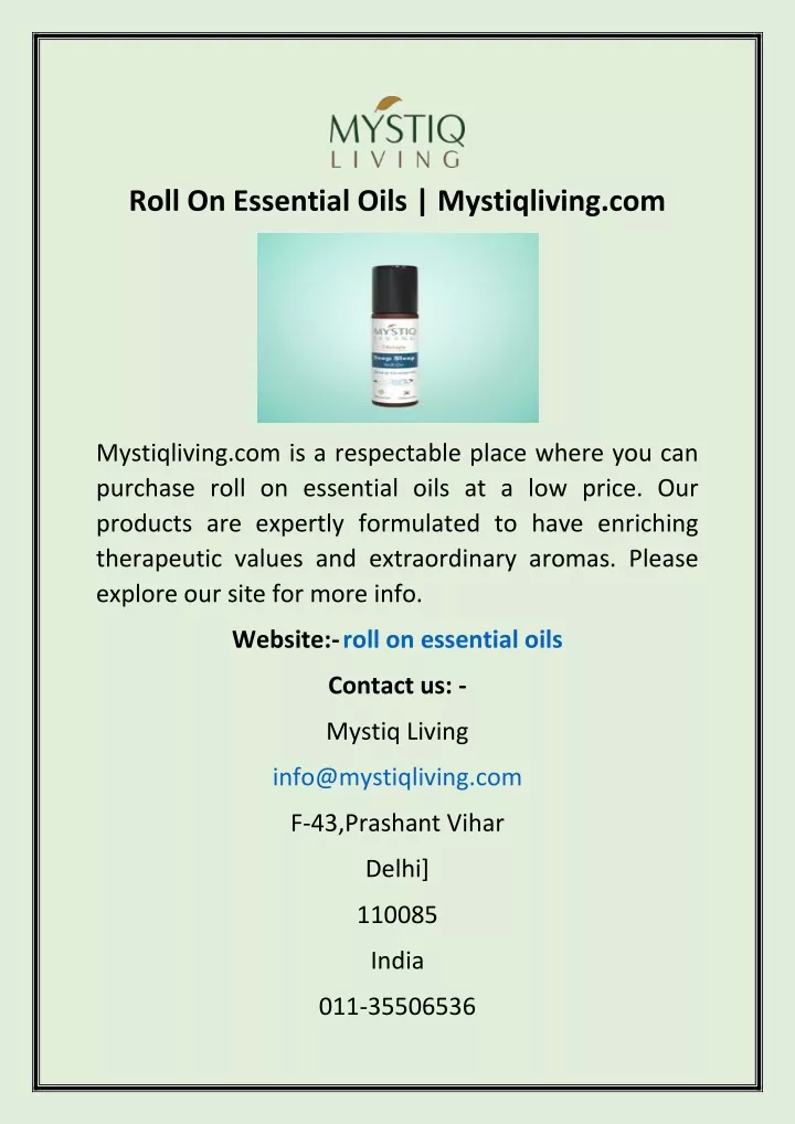 roll on essential oils mystiqliving com