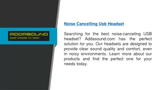 Noise Cancelling Usb Headset  Addasound.com