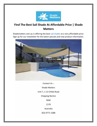 find the best sail shade at affordable price