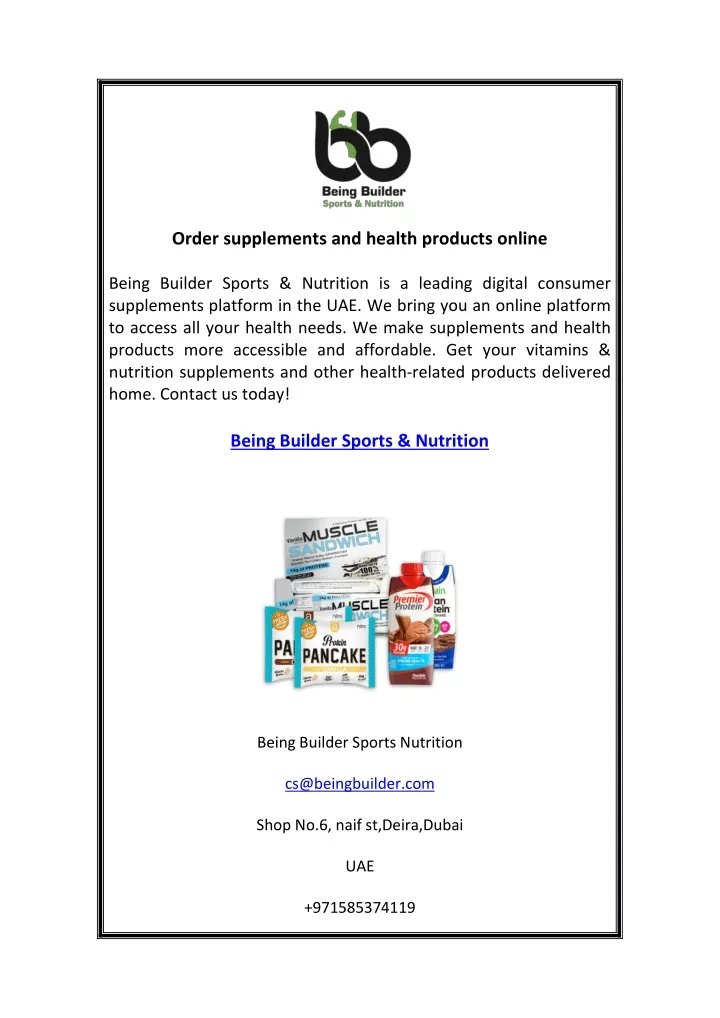 order supplements and health products online