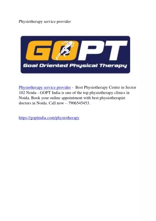physiotherapy service provider
