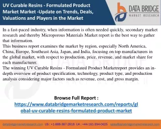 uv curable resins formulated product market