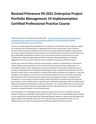 revised primavera p6 2021 enterprise project