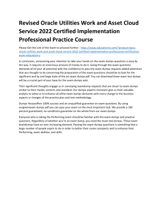 revised oracle utilities work and asset cloud