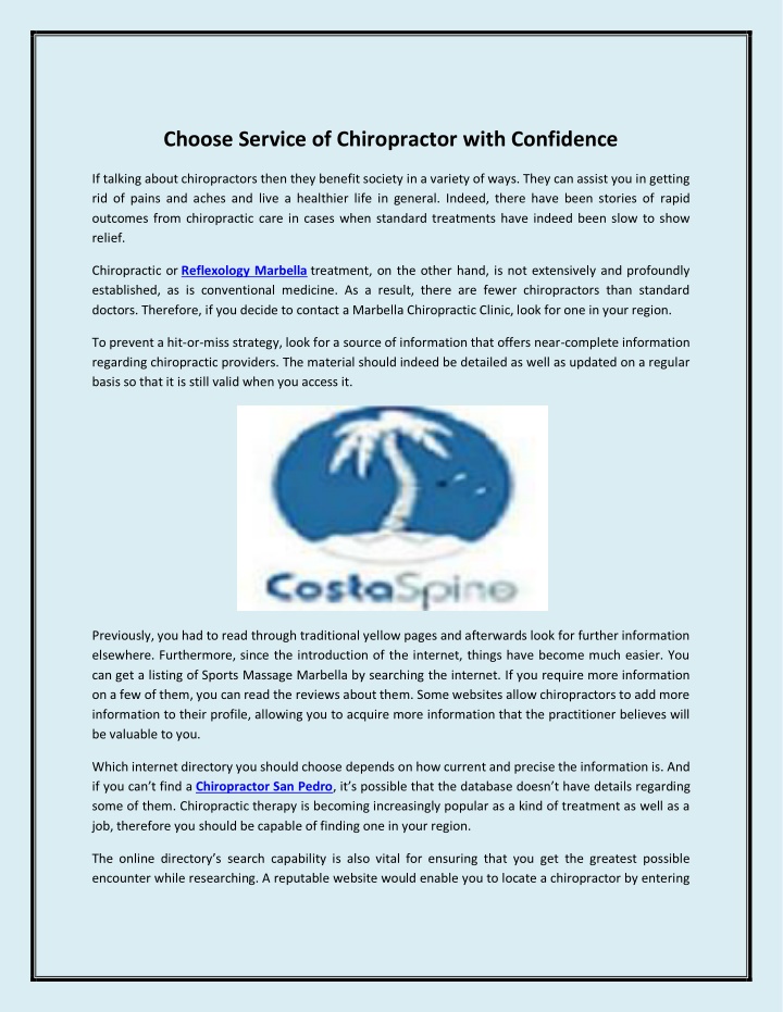 choose service of chiropractor with confidence