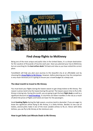 Find cheap flights to Mc Kinney