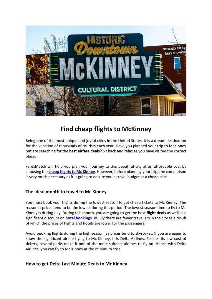 find cheap flights to mckinney