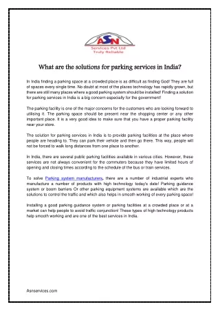 What are the solutions for parking services in India?