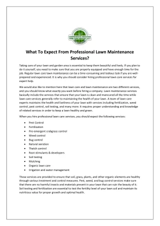 What To Expect From Professional Lawn Maintenance Services?