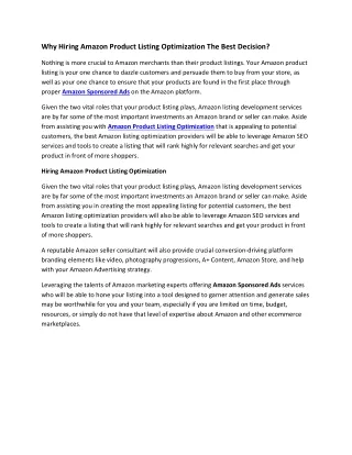 why hiring amazon product listing optimization