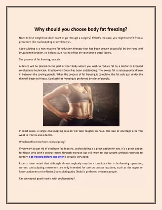 Why should you choose body fat freezing