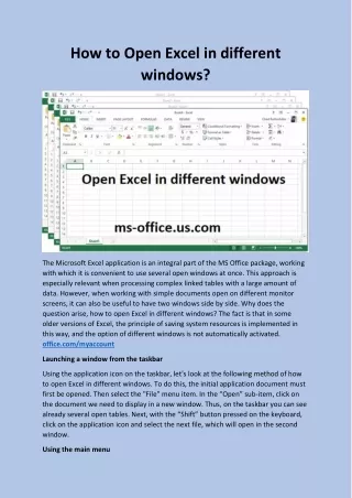 how to open excel in different windows