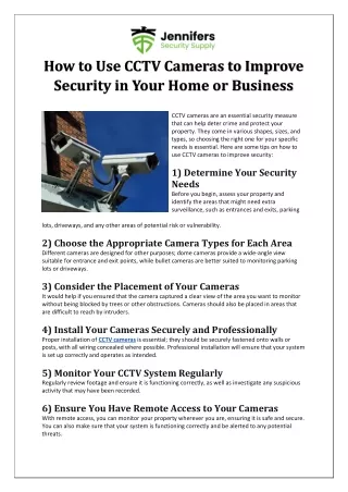 how to use cctv cameras to improve security
