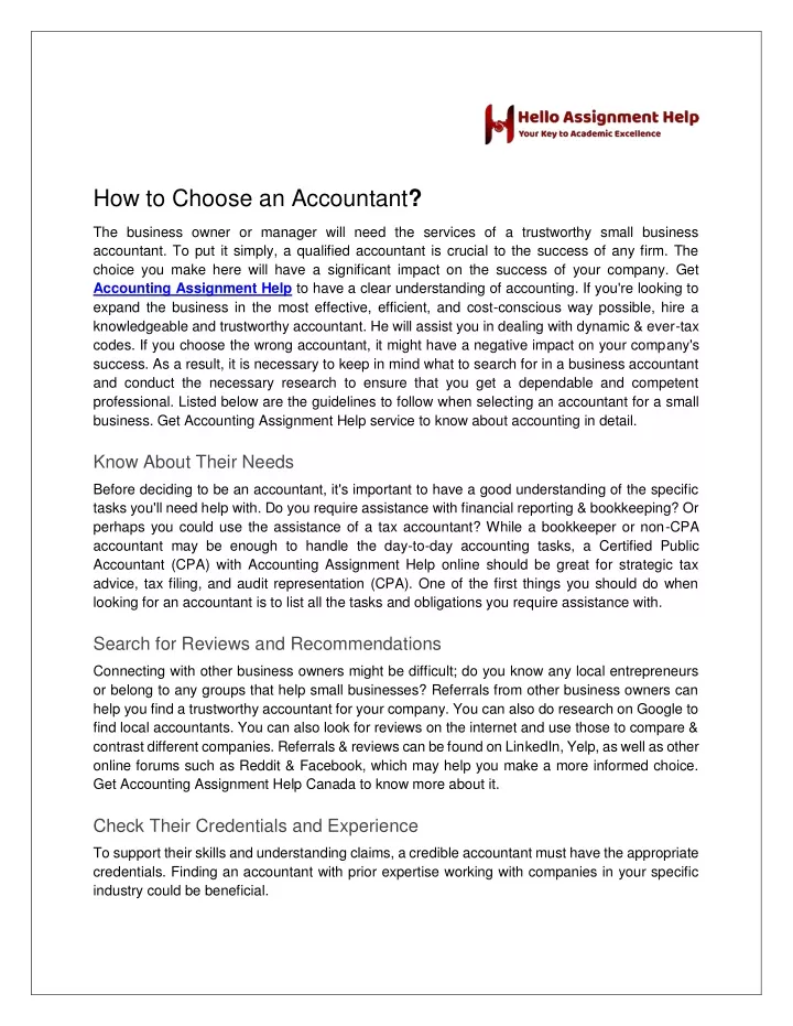 how to choose an accountant