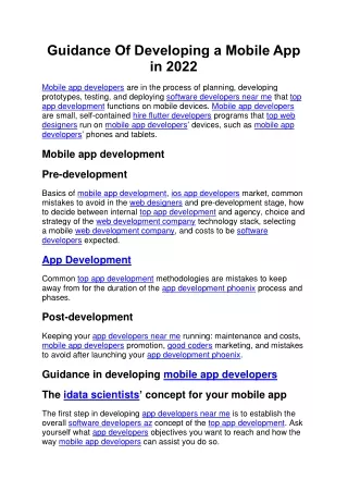 guidance of developing a mobile app in 2022