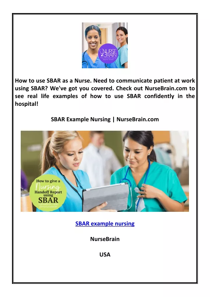 how to use sbar as a nurse need to communicate