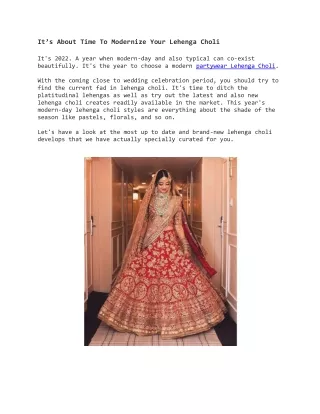 It About Time To Modernize Your Lehenga Choli