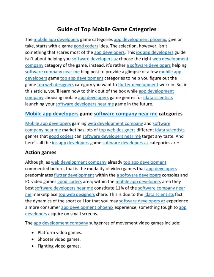 guide of top mobile game categories