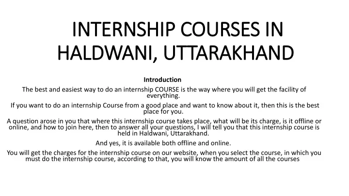 internship courses in haldwani uttarakhand