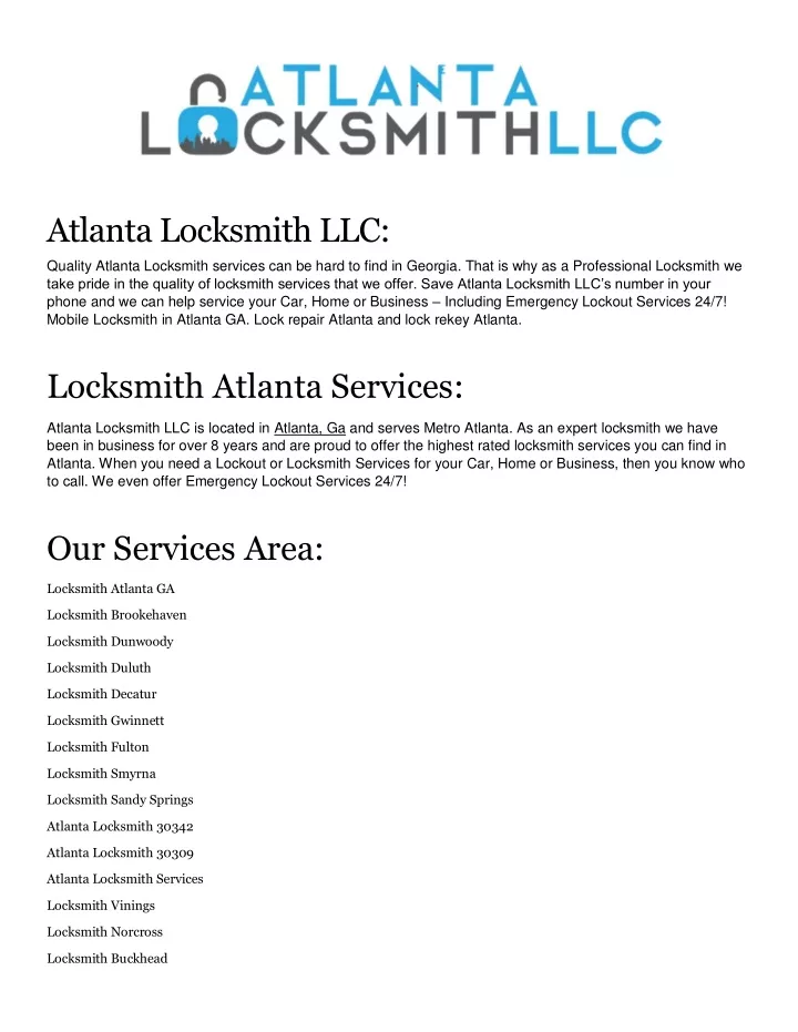 atlanta locksmith llc