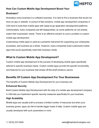 How Can Custom Mobile App Development Boost Your Business