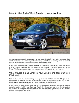 How to Get Rid of Bad Smells in Your Vehicle