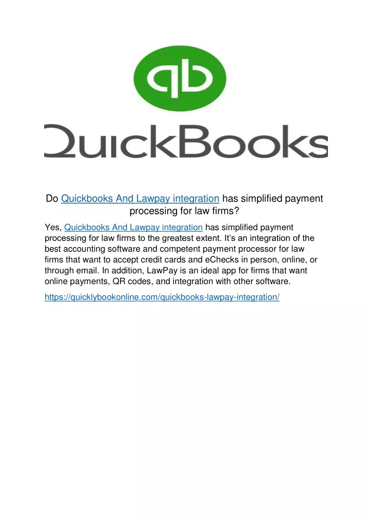 do quickbooks and lawpay integration