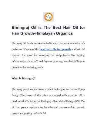 Bhringraj Oil is The Best Hair Oil for Hair Growth-Himalayan Organics