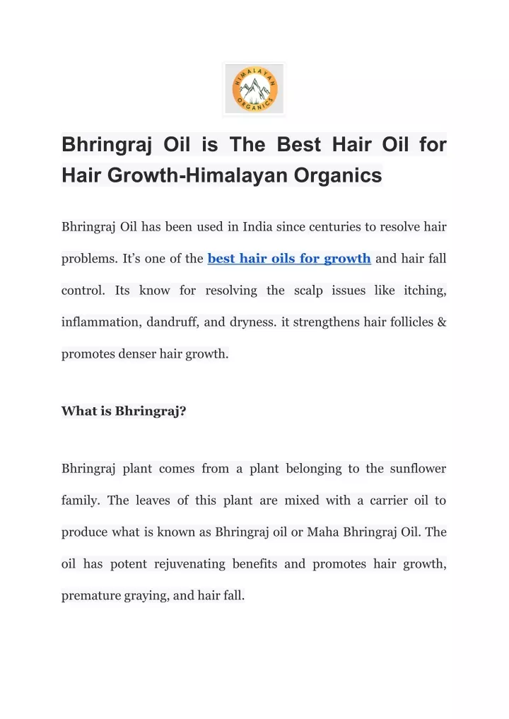 bhringraj oil is the best hair oil for hair